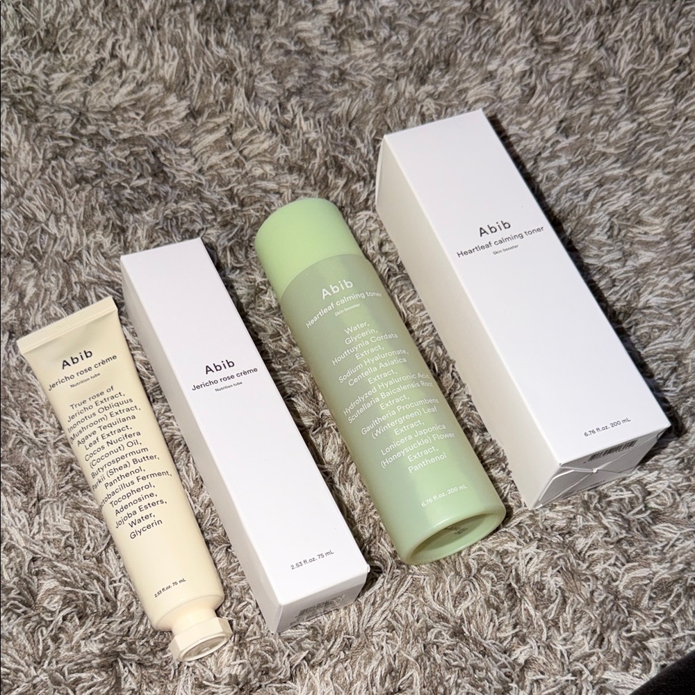Abib Korean skincare toner and crème